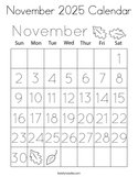 November 2025 Calendar Coloring Page
