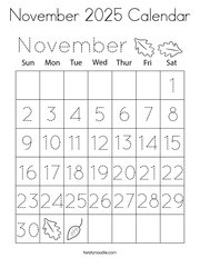 November 2025 Calendar Coloring Page