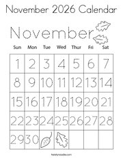 November 2026 Calendar Coloring Page