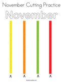 November Cutting Practice Coloring Page