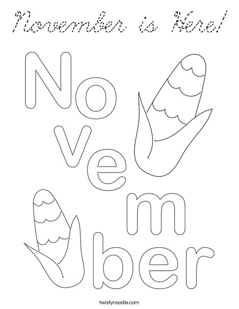 November is Here! Coloring Page