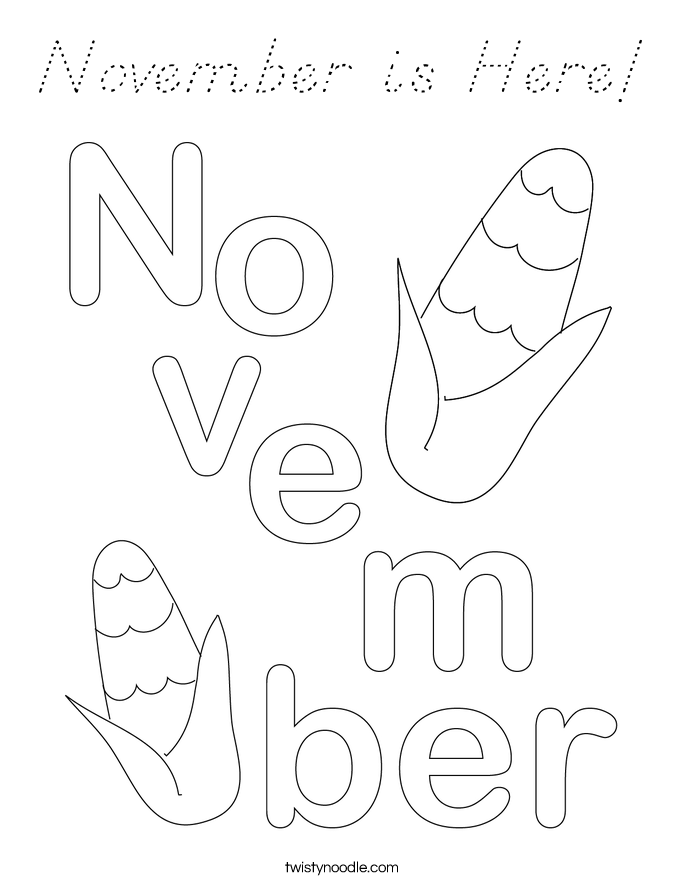 November is Here! Coloring Page