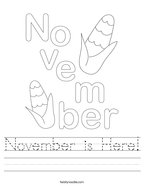 November is Here Handwriting Sheet