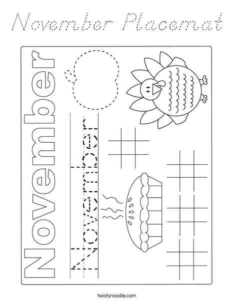 November Placemat Coloring Page