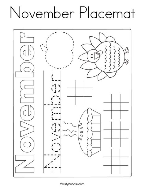 November Placemat Coloring Page