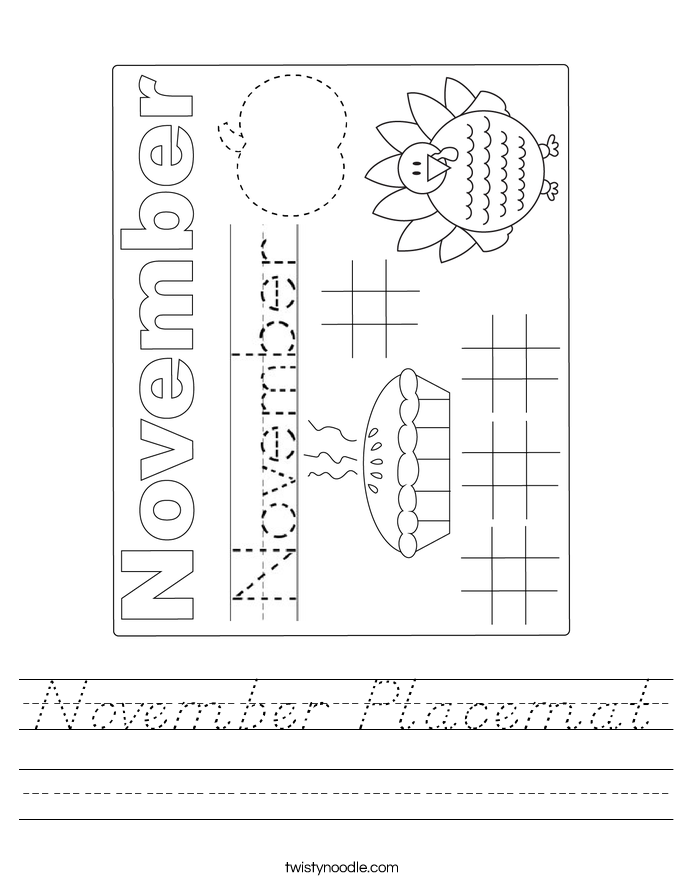 November Placemat Worksheet