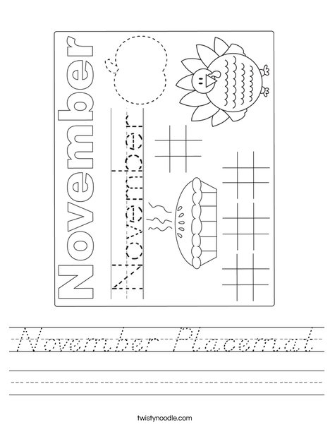 November Placemat Worksheet