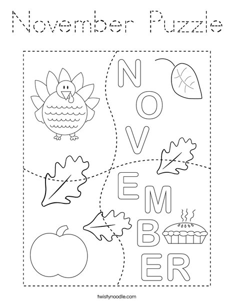 November Puzzle Coloring Page