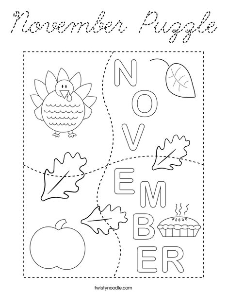 November Puzzle Coloring Page