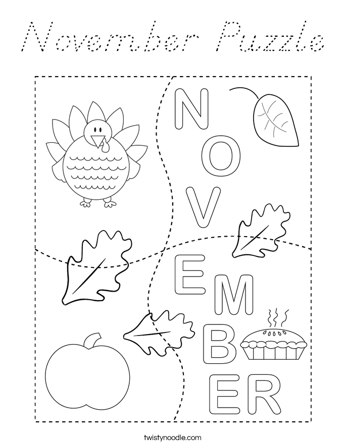 November Puzzle Coloring Page