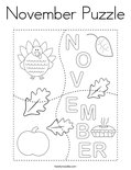 November Puzzle Coloring Page