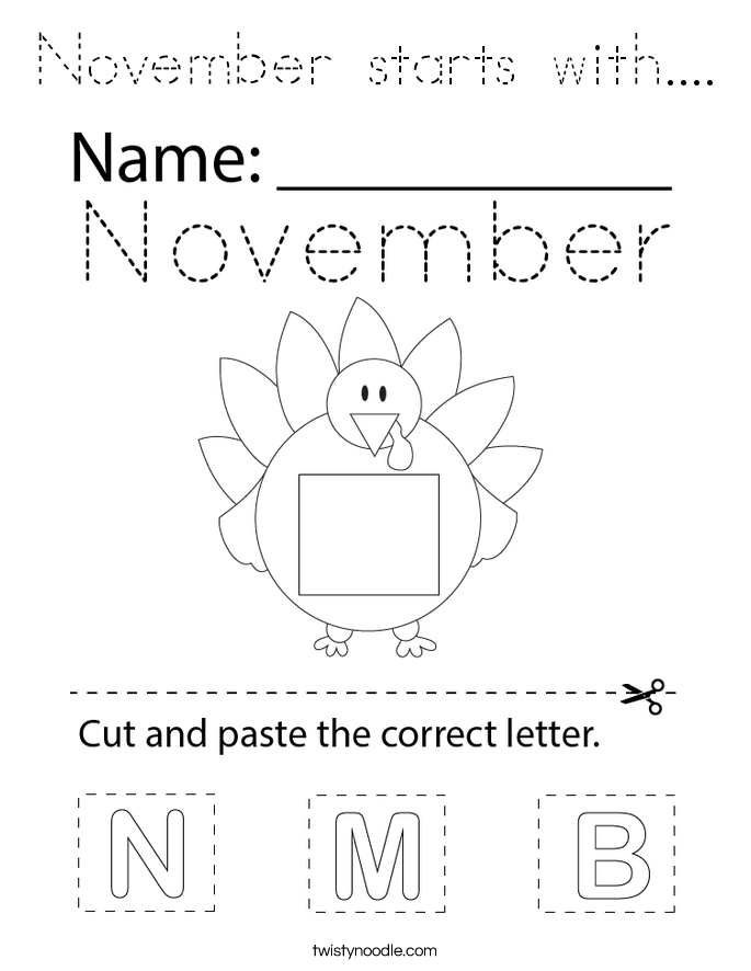 November starts with.... Coloring Page