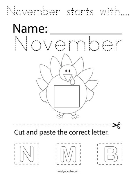 November starts with.... Coloring Page