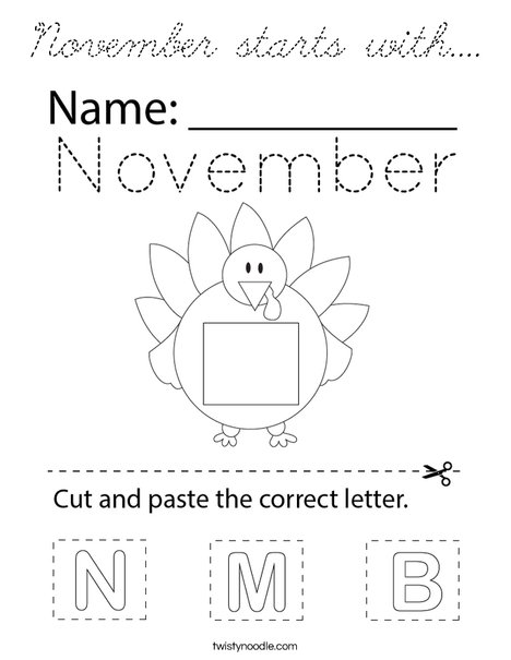 November starts with.... Coloring Page