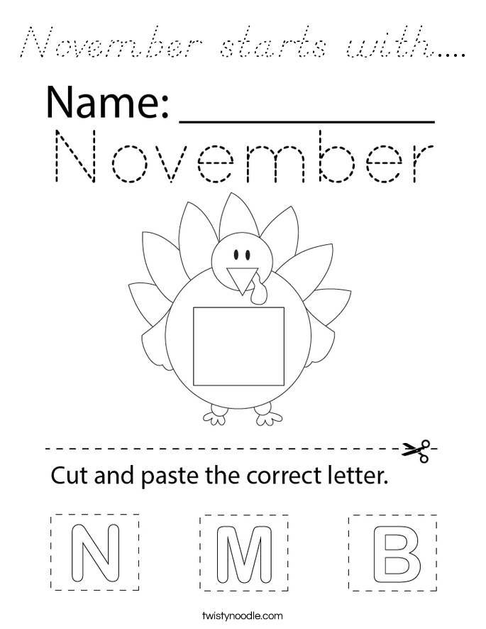 November starts with.... Coloring Page