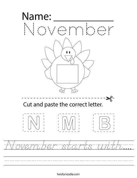 November starts with.... Worksheet