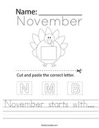 November starts with Handwriting Sheet