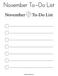 November To-Do List Coloring Page