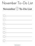 November To-Do List Coloring Page