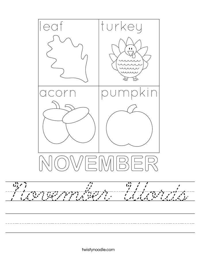 November Words Worksheet