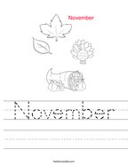 November Handwriting Sheet