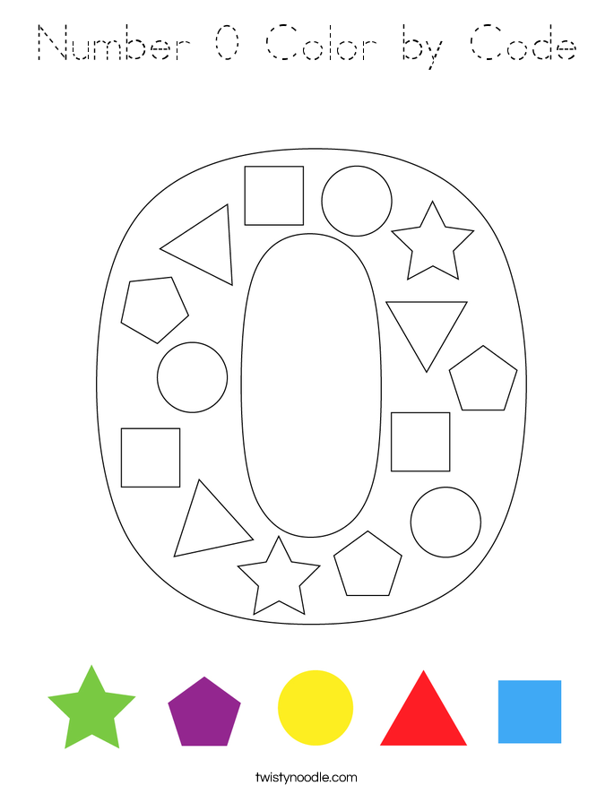 Number 0 Color by Code Coloring Page