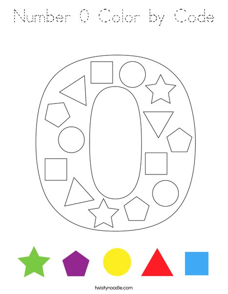 Number 0 Color by Code Coloring Page