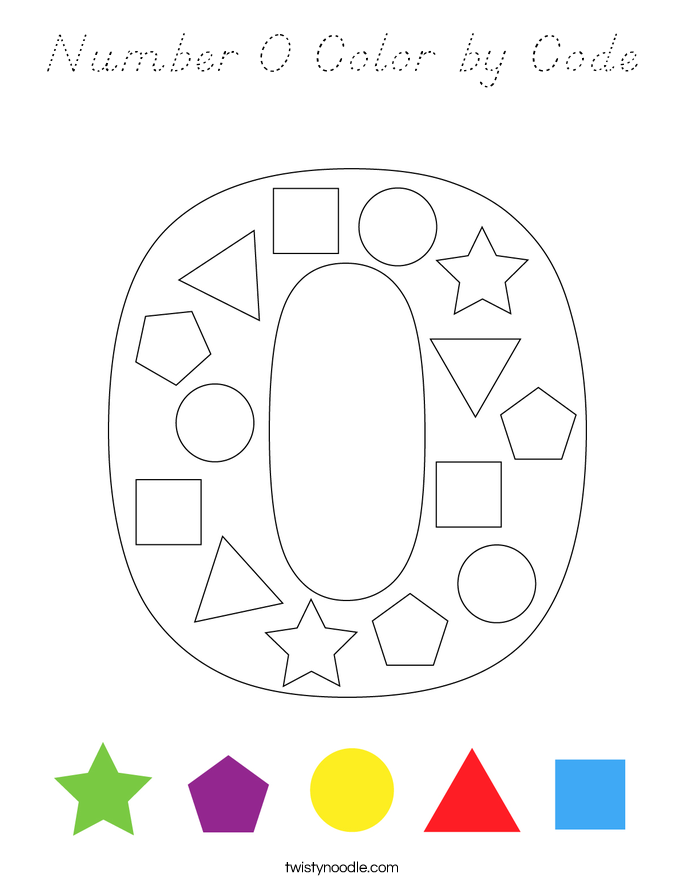 Number 0 Color by Code Coloring Page