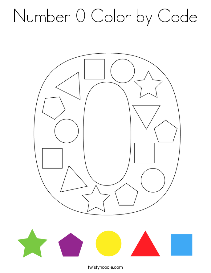 Number 0 Color by Code Coloring Page