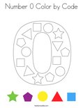 Number 0 Color by Code Coloring Page