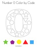 Number 0 Color by Code Coloring Page