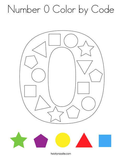 Number 0 Color by Code Coloring Page