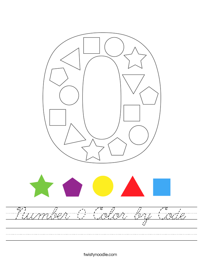 Number 0 Color by Code Worksheet