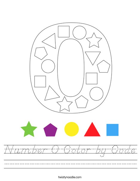 Number 0 Color by Code Worksheet