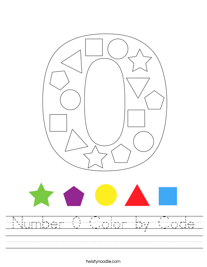 Number 0 Color by Code Worksheet