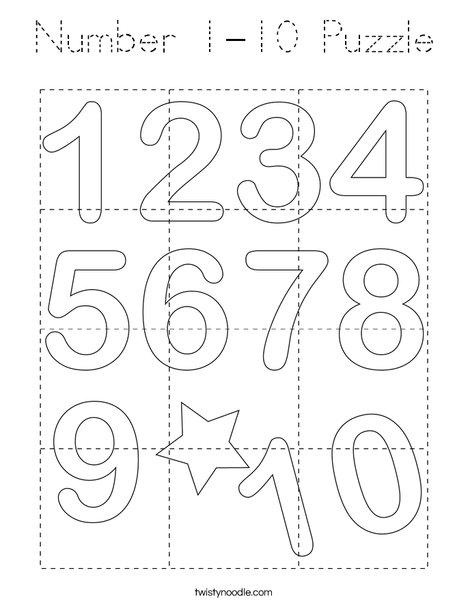 Number 1-10 Puzzle Coloring Page