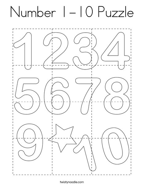 Number 1-10 Puzzle Coloring Page