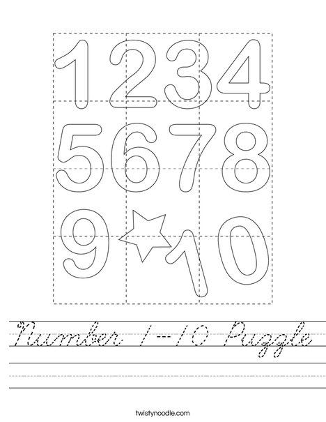 Number 1-10 Puzzle Worksheet