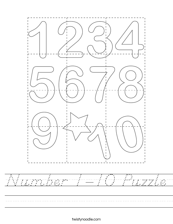 Number 1-10 Puzzle Worksheet