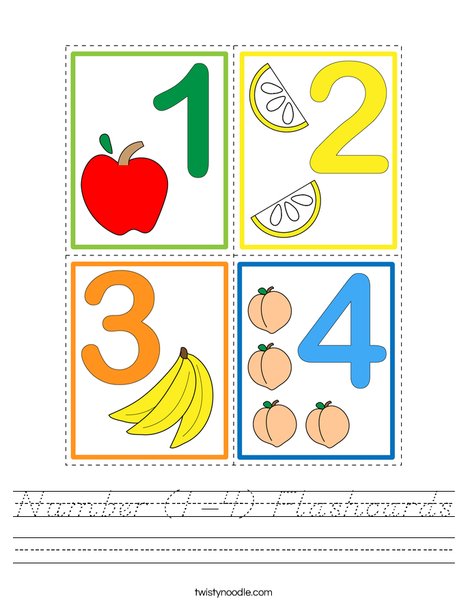 Number (1-4) Flashcards Worksheet