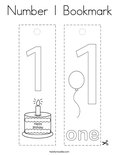 Number 1 Bookmark Coloring Page