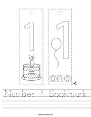 Number 1 Bookmark Handwriting Sheet