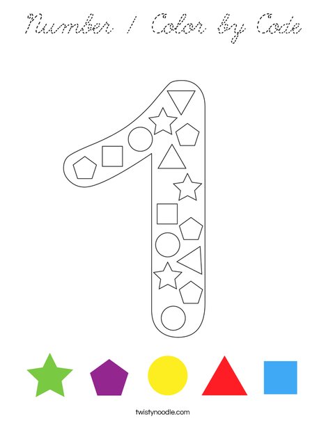 Number 1 Color by Code Coloring Page