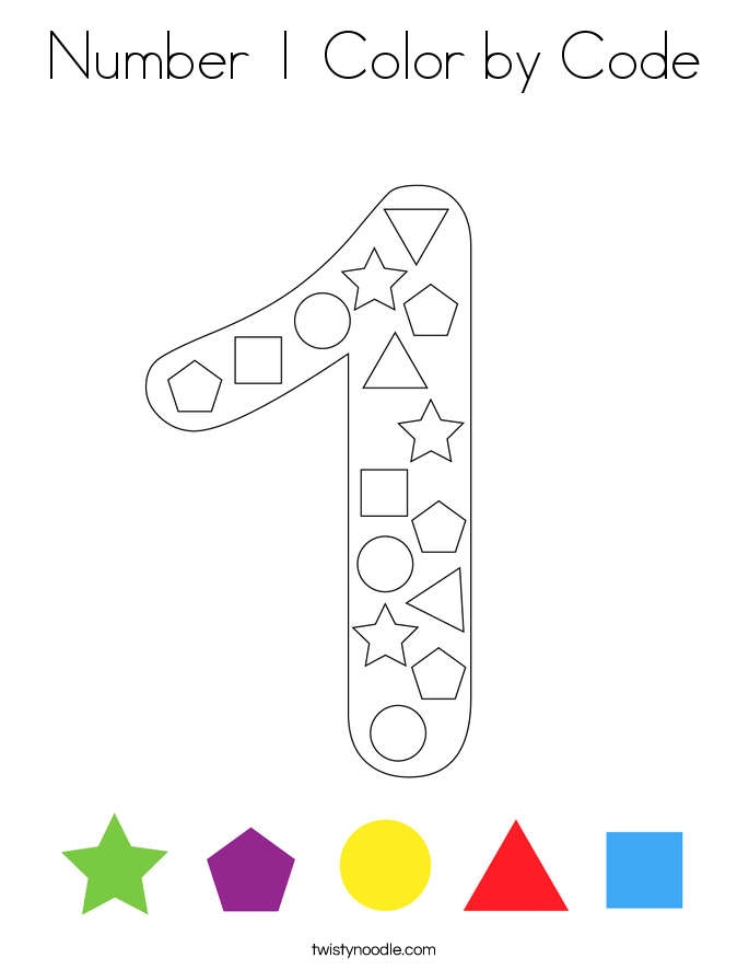 Number 1 Color by Code Coloring Page