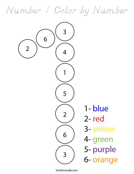 Number 1 Color by Number Coloring Page