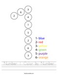 Number 1 Color by Number Worksheet