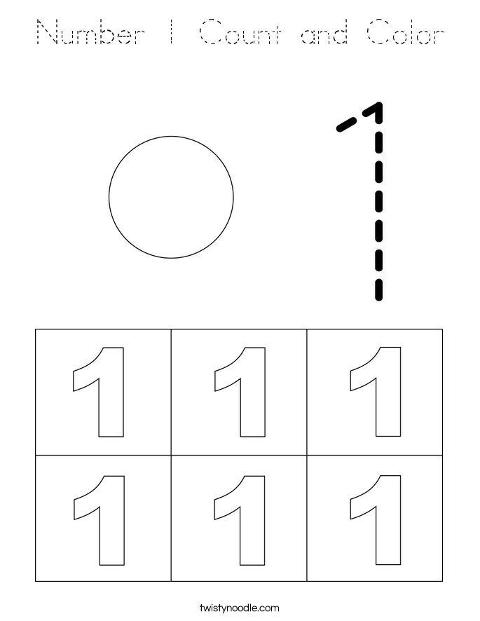 Number 1 Count and Color Coloring Page