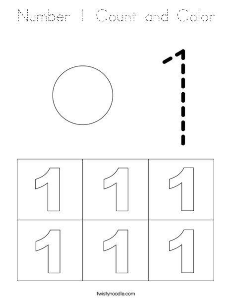 Number 1 Count and Color Coloring Page