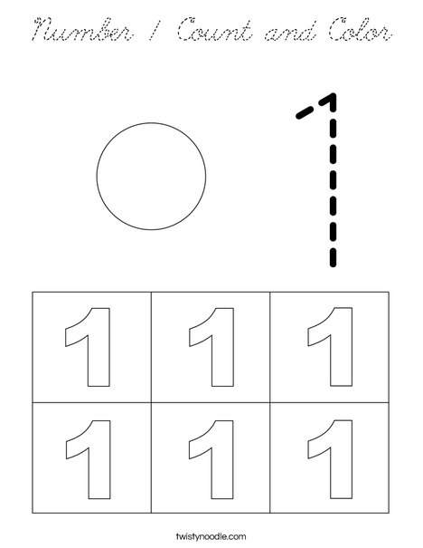 Number 1 Count and Color Coloring Page