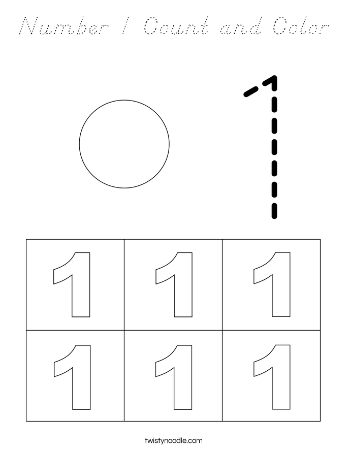 Number 1 Count and Color Coloring Page